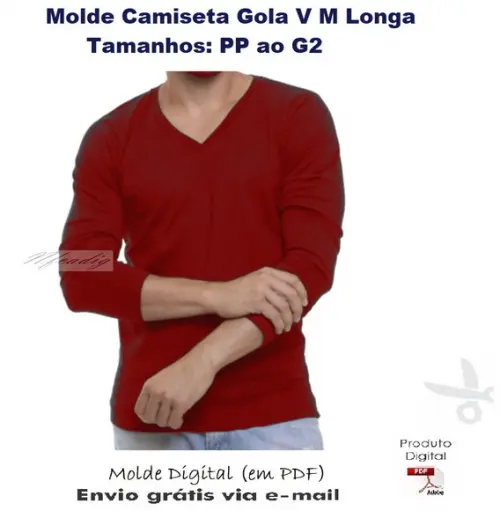 Molde Camiseta Trad Gola V Manga Longa #396