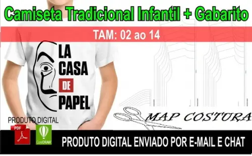 Molde Camiseta Tradicional Infantil + Gab Sublimação