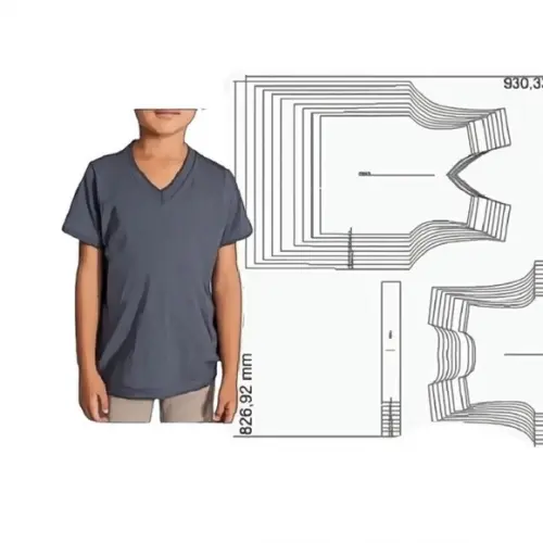 Molde Camiseta Tradicional Inf Gola V 2 a 16