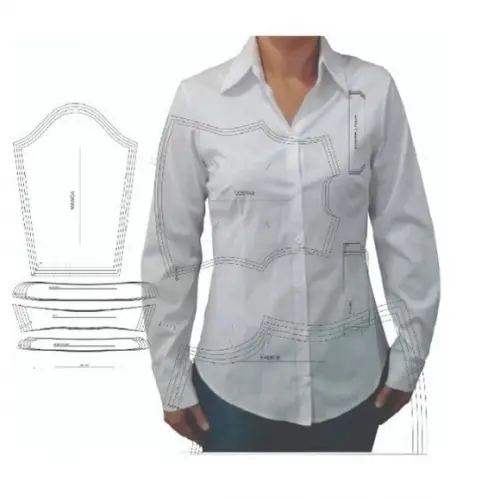 Molde Camisete Camisa Social Feminina Manga Longa Modelagem