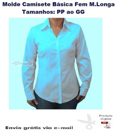 Molde Camisete Básica Fem Manga Longa #182