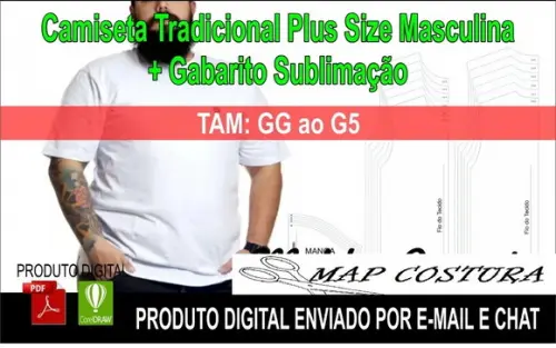 Molde Camiseta Tradicional Masculina Plus Size