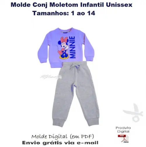 Molde Conjunto Moletom Infantil Unissex #353