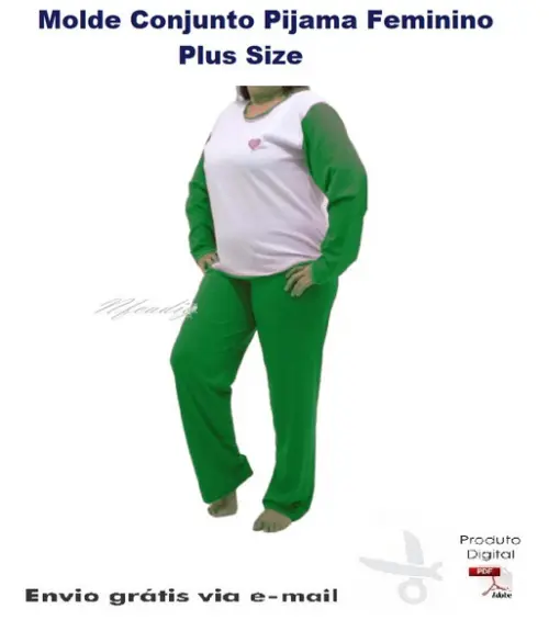 Molde Conjunto Pijama Feminino Verão Plus Size #252