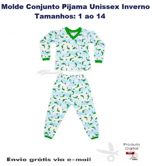 Molde Conjunto Pijama Unissex Inverno Inf #256