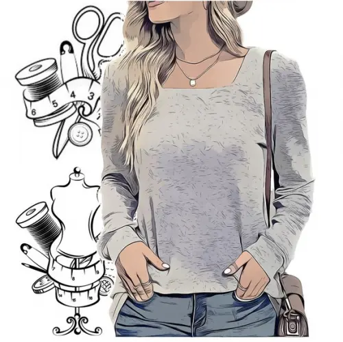 Molde Costura de Blusa Fem Decote Quadrado Pp ao Xxg #331