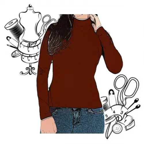 Molde Costura de Blusa Feminina Gola Alta Pp ao Xg #358