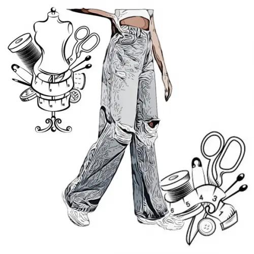 Molde Costura de Calça Jeans Fem Wide Leg 34 ao 44 #235