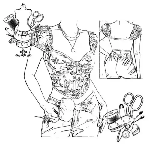 Molde Costura de Corset com Bojo Fem P ao Xxg #170
