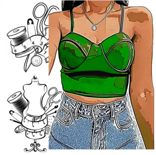 Molde Costura de Cropped Adulto Feminino Pp ao Xg #351