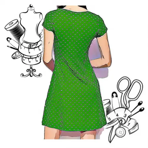Molde Costura de Vestido Evase Helanca Pp ao Gg #114