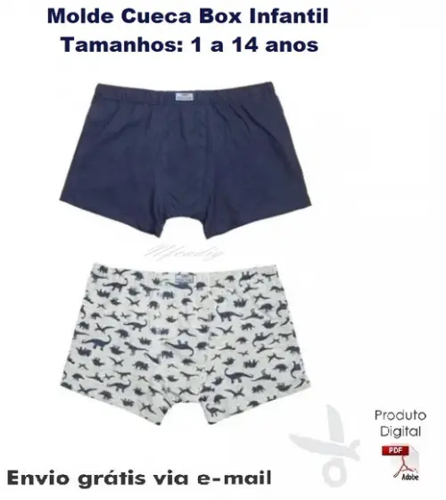 Molde Cueca Box Infantil Envio Grátis Por Email ref 54