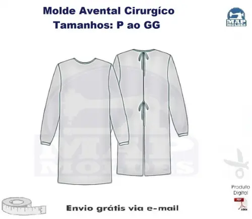 Molde de Avental Cirurgíco em PDF P ao GG