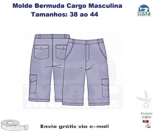 Molde de Bermuda Cargo Masculina do 38 ao 44 PDF