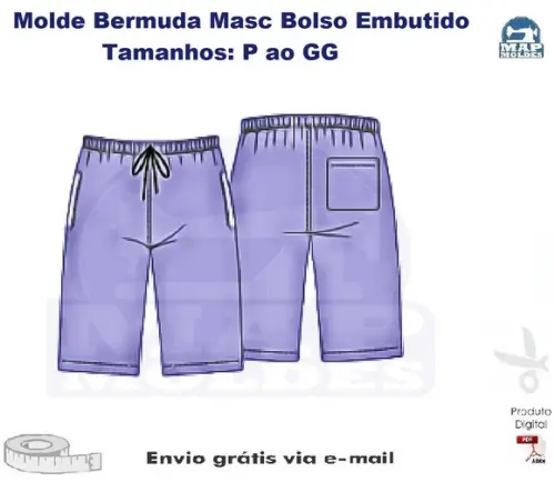 Molde de Bermuda Masc Elástico e Bolsos Embutidos PDF
