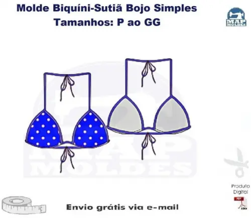 Molde de Biquíni-Sutiã Bojo Simples PDF P ao GG