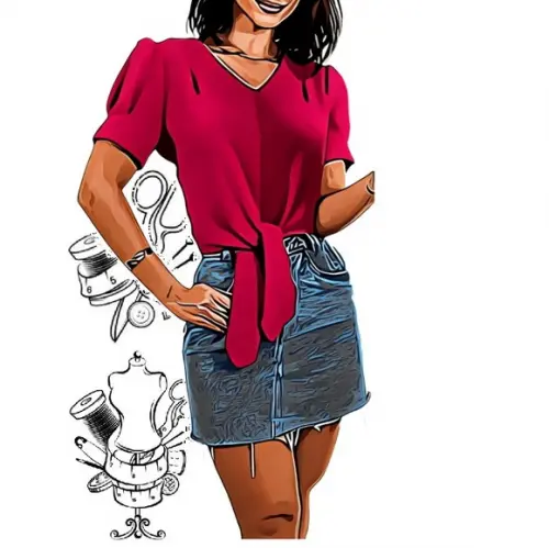 Molde de Blusa Feminina Basica de Amarrar P ao Xxg #505