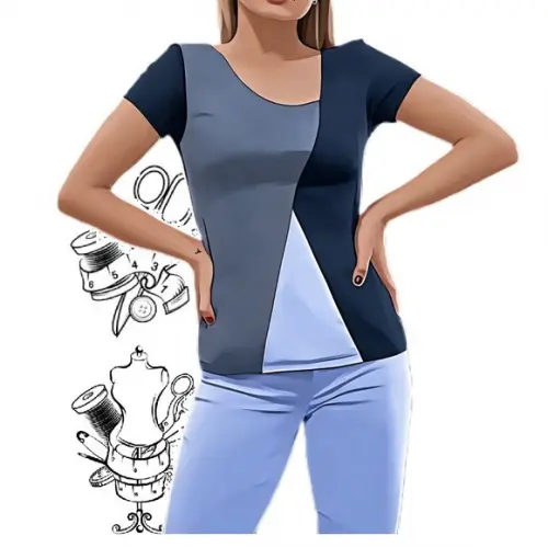 Molde de Blusa Fem T-shirt Recortada do P ao Gg #494