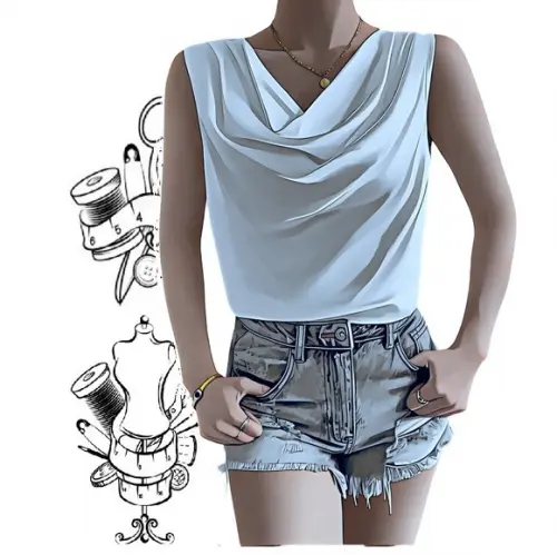 Molde de Blusa Feminina Adulto Gola Drapeada P ao Xxg #424