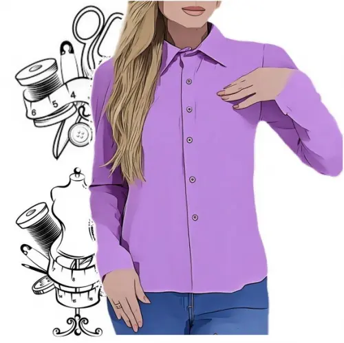 Molde de Camisa Fem Social Punho Elástico P ao Xg #394
