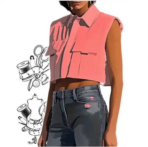 Molde de Camisa sem Mangas com Bolsos do P ao Xxg #507
