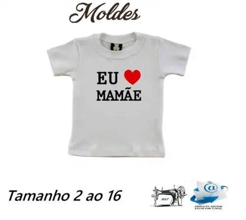 Molde de Camiseta Infantil do 2 ao 16, Envio Por Email