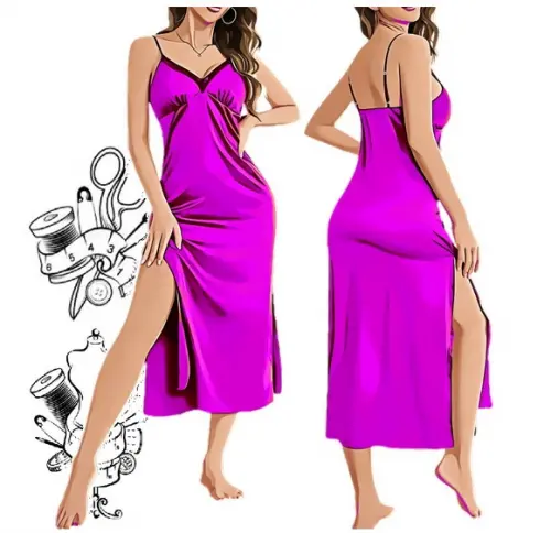Molde de Camisola Sexy com Abertura Lateral P ao Xxg #468