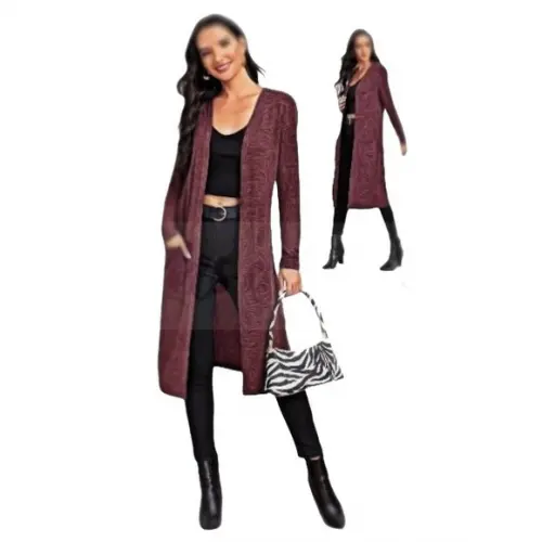 Molde de Cardigan Casaco Fem Longo com Bolso #56