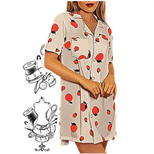 Molde de Camisola Chemise com Botões do P ao Xxg #478