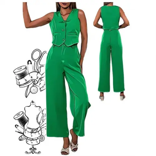 Molde de Conjunto Alfaiataria Colete + Calça P ao Xxg #502
