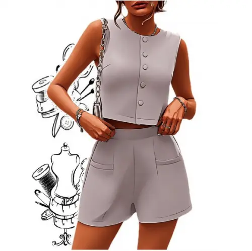 Molde de Conjunto Blusa e Short Fem Adulto do P ao Gg #422