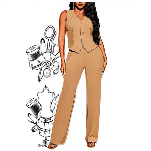 Molde de Conjunto Colete + Calça Fem Adulto do P ao Xxg #450