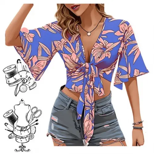 Molde de Cropped Adulto com Amarração Frontal P ao Xg #528