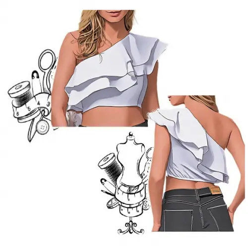 Molde de Cropped com Babado Fem Adulto Pp ao Xxg #411
