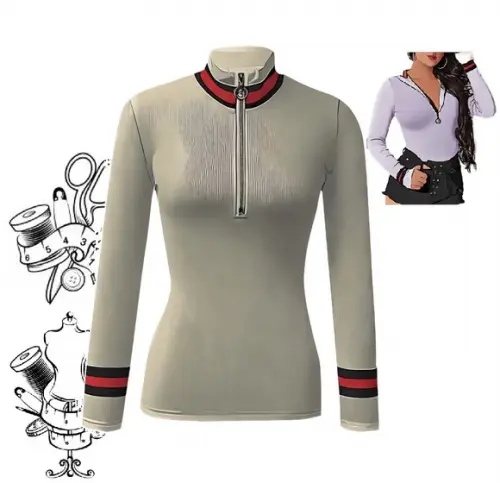 Molde de Linda Blusa Fem com Ziper #495