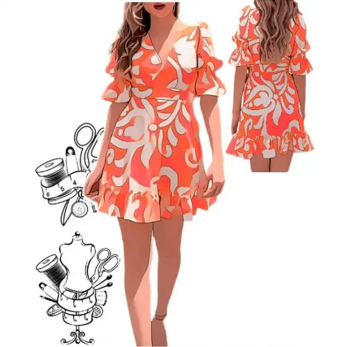 Molde de Lindo Vestido Adulto do P ao Xxg #534
