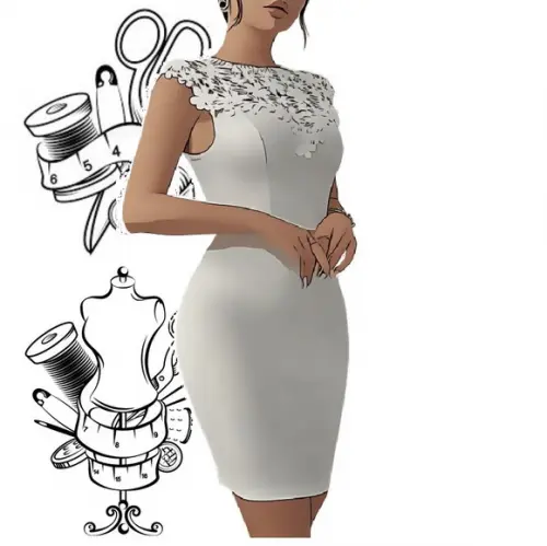 Molde de Lindo Vestido Tubinho com Renda #385