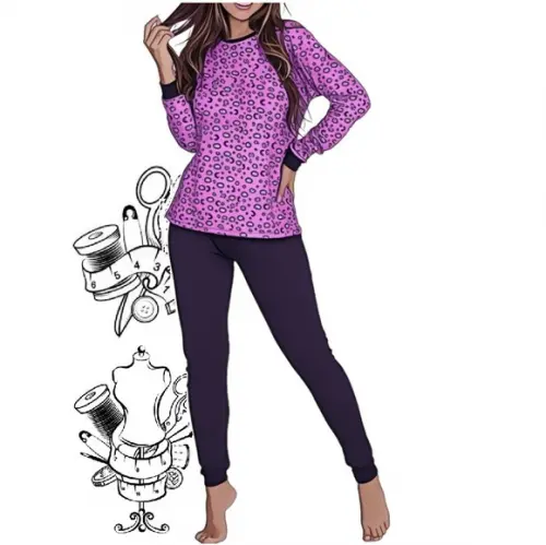Molde de Pijama Feminino Inverno do P ao Gg #490
