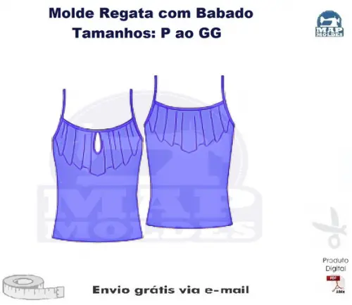 Molde de Regata com Babado em PDF P ao GG