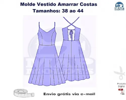 Molde de Vestido Amarrado nas Costas 38 ao 44