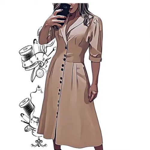Molde de Vestido Chemise Longo do P ao Xxg #432