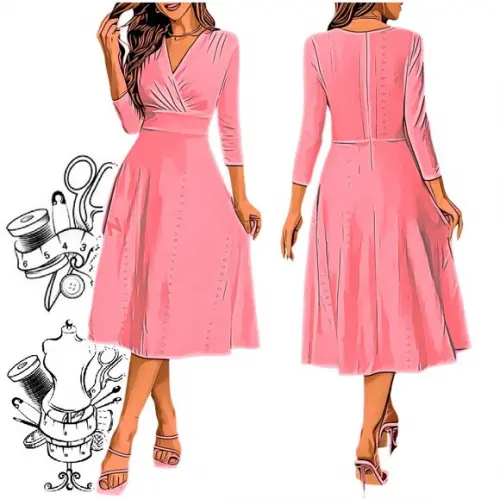 Molde de Vestido Longo Decote em V do P ao Xxg #510