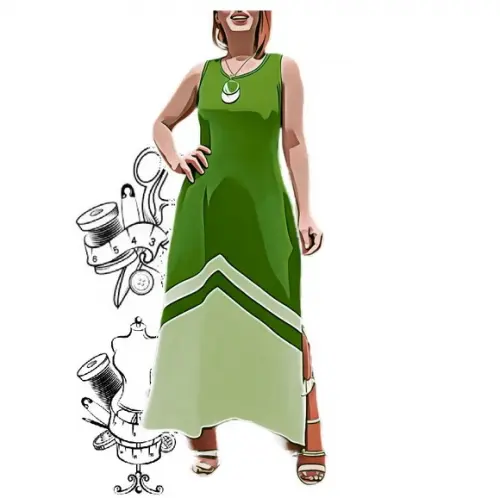 Molde de Vestido Longo Regata Lindo do P ao Xxg #480