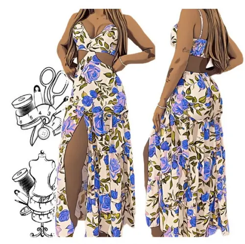 Molde de Vestido Longo Verão Adulto do P ao Xxg #474
