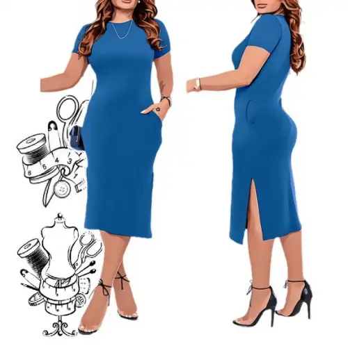 Molde de Vestido Midi Fashion Adulto do P ao Xxg #475