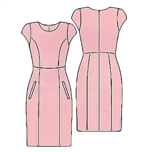 Molde de Vestido Tubinho com Recortes em pdf 38 ao 44
