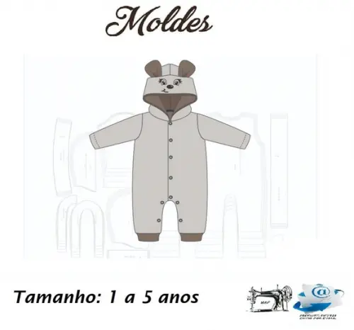 Molde Digital - Modelagem de Macacão Simples Infantil