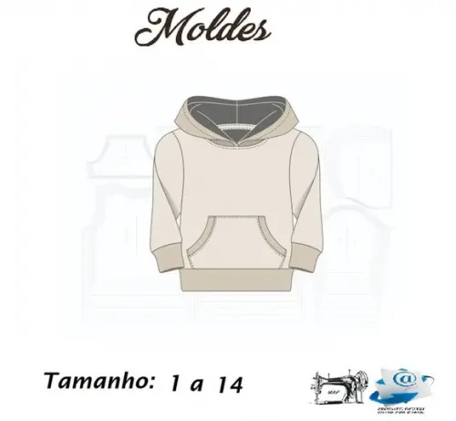 Molde Digital - Molde de Roupa de Blusa Moletom Infantil