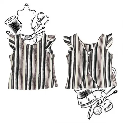 Molde Digital de Blusa com Recorte nas Costas P ao G #305