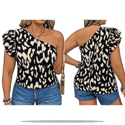 Molde Digital de Blusa Feminina Um Ombro do P ao Xxg